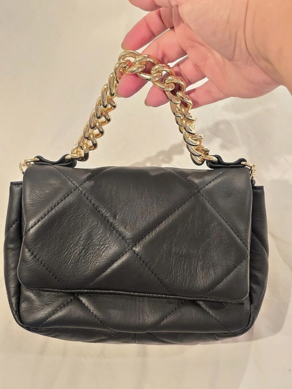 Anna Paola Italia Quilted Leather Shoulder Bag in Black NWT